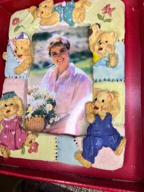 Vintage Popular Imports 3D Resin Teddy Bears Patchwork Picture Frame 3.5x5